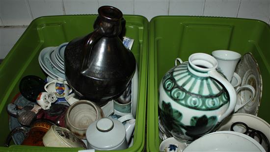 2 boxes of mixed pottery & ceramics(-)